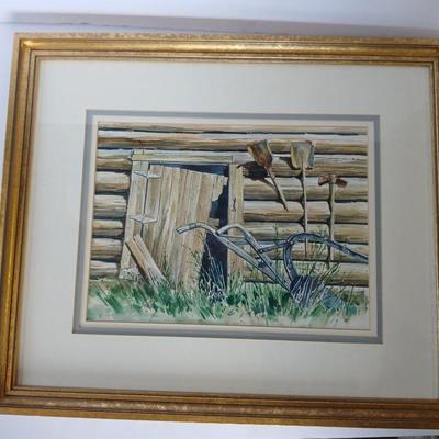 Original Framed Watercolor by Schilling – “Ephraim’s Shed” – Rustic Americana