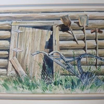 Original Framed Watercolor by Schilling – “Ephraim’s Shed” – Rustic Americana