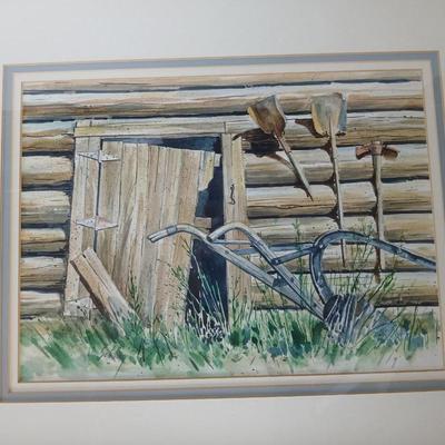 Original Framed Watercolor by Schilling – “Ephraim’s Shed” – Rustic Americana