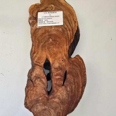 J. Christopher White – “Li’l Rosebud” Bronze & Wood Wall Sculpture