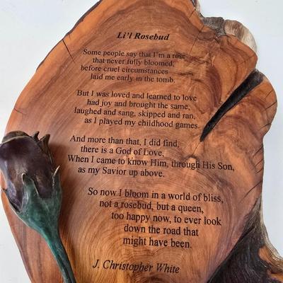 J. Christopher White – “Li’l Rosebud” Bronze & Wood Wall Sculpture