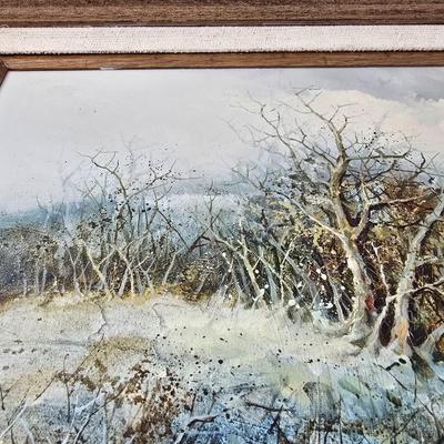 Original Signed Winter Landscape Painting by Jim Sloan – Rustic Framed Art