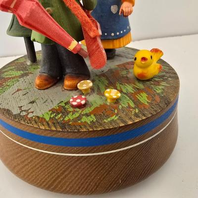 ANRI Italy Wood Music Box – “As Time Goes By” – Hand Carved & Painted