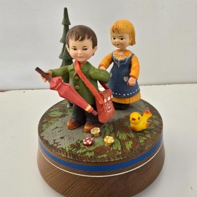 ANRI Italy Wood Music Box – “As Time Goes By” – Hand Carved & Painted