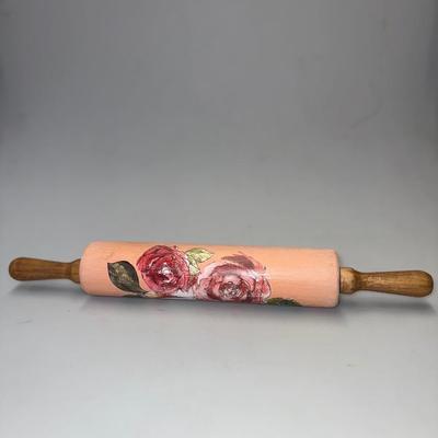 Rolling Pin Rose Vintage Wood Baking Cooking