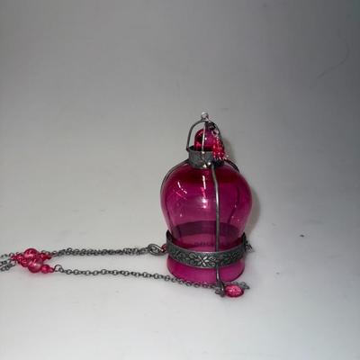 Moroccan Hanging Glass Candle Holder Lot of two (Pink and Blue)
