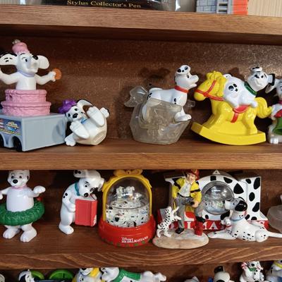 HANDMADE DISPLAY CASE FILLED WITH DISNEY'S 101 DALMATIANS TOYS PLUS A STYLUS COLLECTOR'S PEN