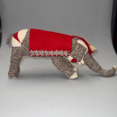 Adorable Vintage Handmade Sock Monkey Elephant Circus Plush Toy Pachyderm