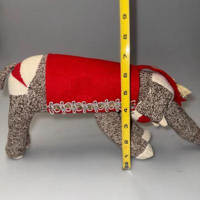 Adorable Vintage Handmade Sock Monkey Elephant Circus Plush Toy Pachyderm
