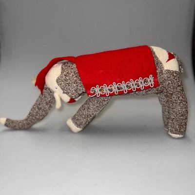 Adorable Vintage Handmade Sock Monkey Elephant Circus Plush Toy Pachyderm