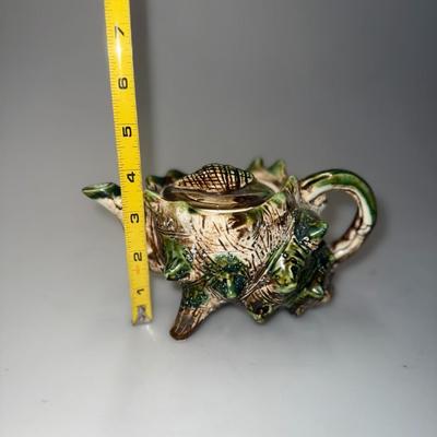 Vintage Majolica Conch Sea Shell Teapot Japan