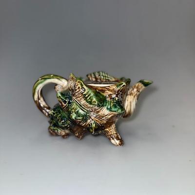Vintage Majolica Conch Sea Shell Teapot Japan
