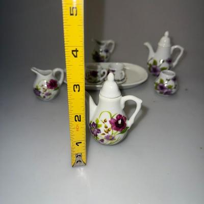 Vtg Style Royal Norfolk Porcelain Miniature Morning Glory Tea Set (9 piece)