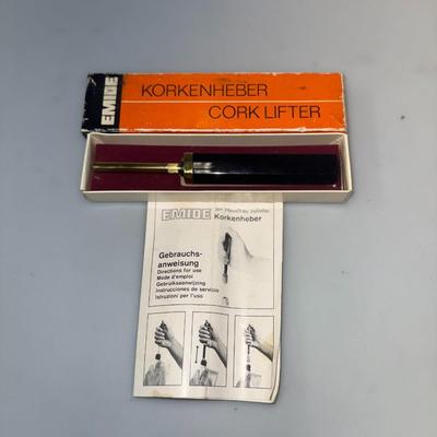 Vintage Emide Korkenheber Cork Lifter Opener Black Bakelite