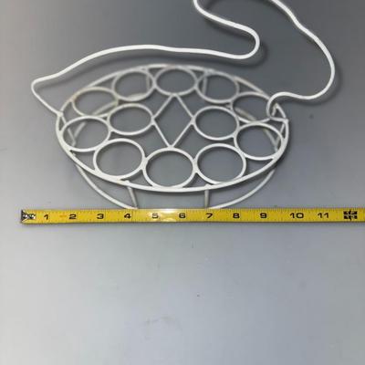 Set of Two White Metal Rabbit Egg Holders
