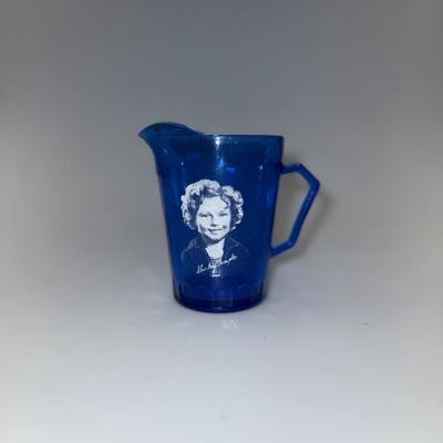 Vintage 1930s Shirley Temple Cobalt Blue Glass Milk Pitcher