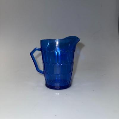 Vintage 1930s Shirley Temple Cobalt Blue Glass Milk Pitcher
