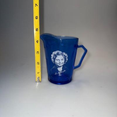 Vintage 1930s Shirley Temple Cobalt Blue Glass Milk Pitcher