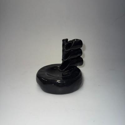 Vintage Incense Burner Black Ceramic Bamboo Cascading Waterfall Design For Cones