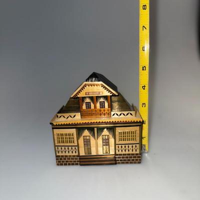 Vintage 1960's bamboo Reed/ Balsa House Shape Trinket / Jewerly Handmade boxes (3)