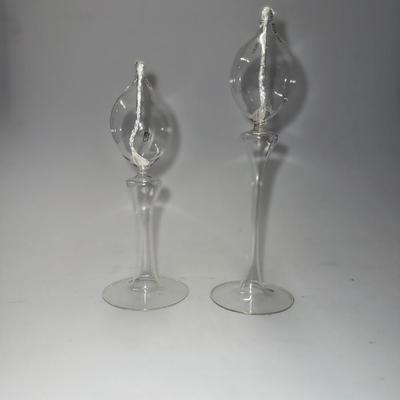 Vintage Lamplight Farms Tear Drop Glass Oil Candle Twin Set