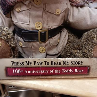 THEODORE ROOSEVELT 100TH ANNIVERSARY LIMITED EDITION TEDDY BEAR AND A CERAMIC PIGGY BANK