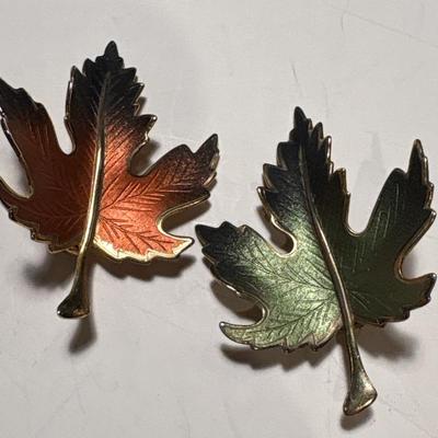 Leaf & flower brooches