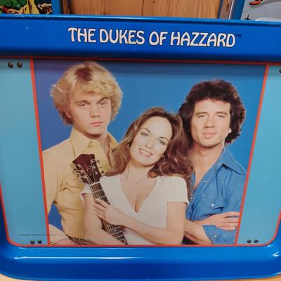 1981 THE DUKES OF HAZZARD METAL LAP TRAY AND 2 METAL LUNCH BOXES