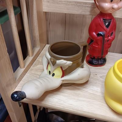MR MAGOO AND 2 OTHER EMPTY SOAKY'S PLUS THICK PLASTIC CARTOON CHARACTER CUPS