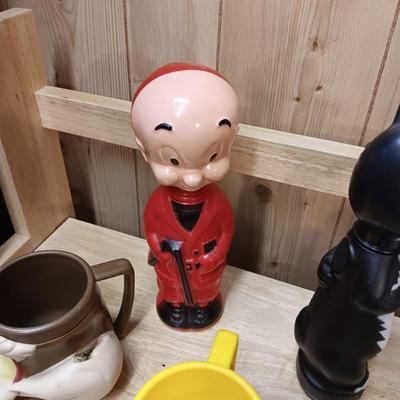 MR MAGOO AND 2 OTHER EMPTY SOAKY'S PLUS THICK PLASTIC CARTOON CHARACTER CUPS