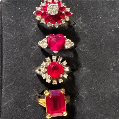 Red stone cocktail rings