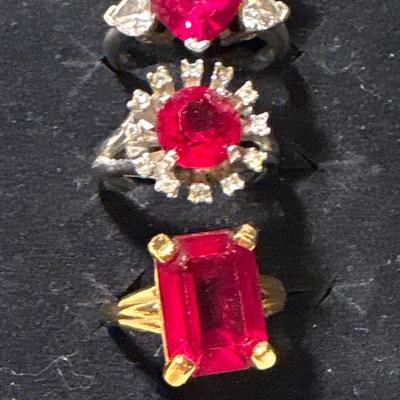 Red stone cocktail rings