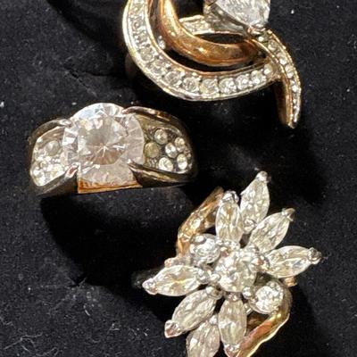 Four sparkly cocktail rings