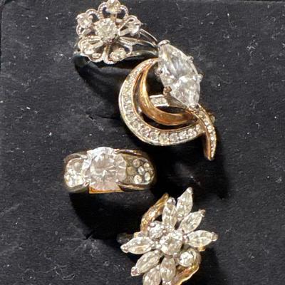 Four sparkly cocktail rings