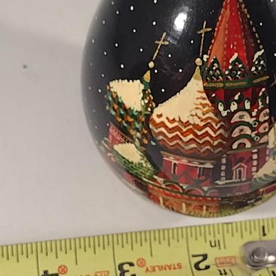 Hand Painted Russian Lacquer Egg- Approx 5 1/4" Tall