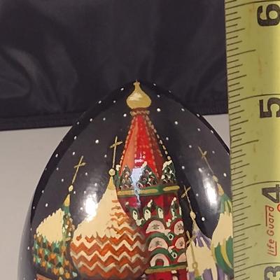 Hand Painted Russian Lacquer Egg- Approx 5 1/4" Tall