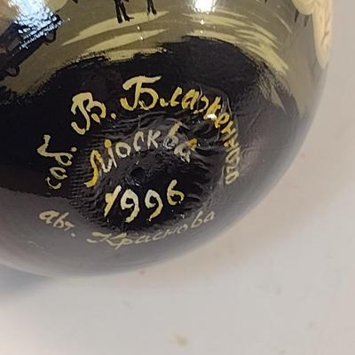 Hand Painted Russian Lacquer Egg- Approx 5 1/4" Tall