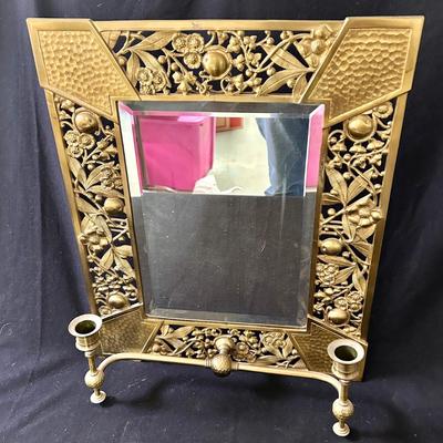 Vintage brass wall mirror
