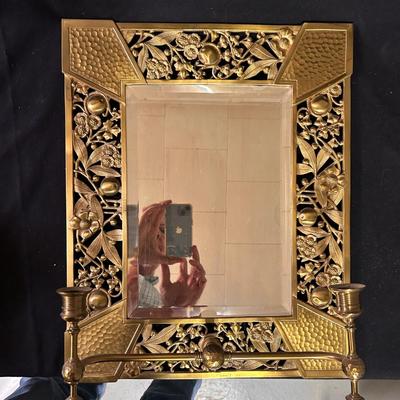 Vintage brass wall mirror