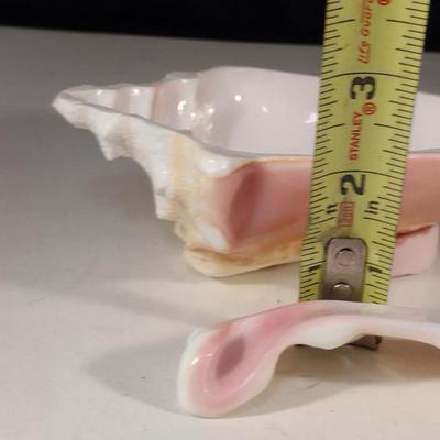 Carved Conch Shell Condiment Dish with Spoon