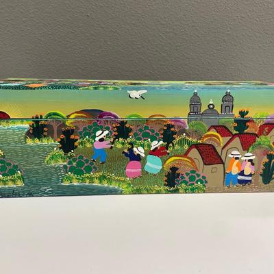 Sale Photo Thumbnail #7: Beautiful vibrant painted in Jalisco, Mexican wood box