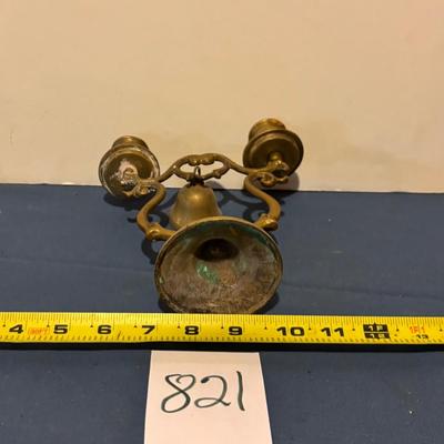 Vintage Brass Tavern Bell Double Candle Holder