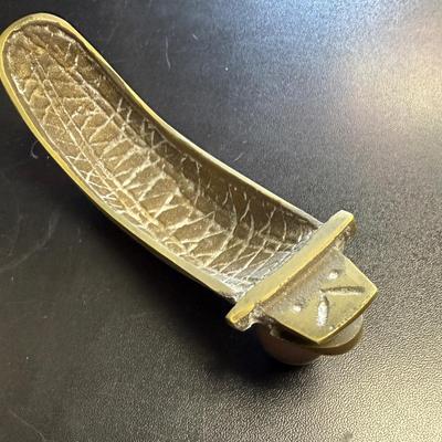 Vintage Basque Heavy Solid Brass Chistera Paperweight Jai-Alai