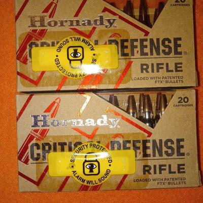 2 boxes of Hornady cr defense 223 20 rds each box