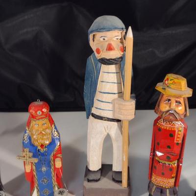 Collection of Hand Painted Wooden Figurines