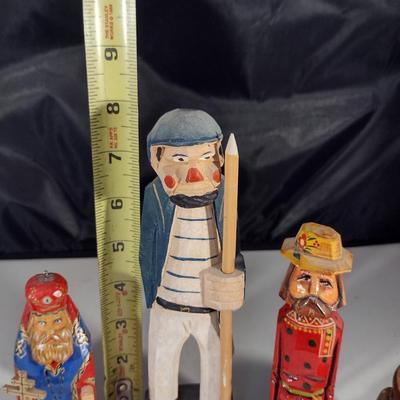 Collection of Hand Painted Wooden Figurines