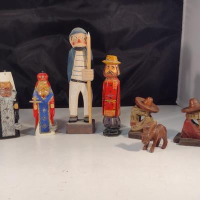 Collection of Hand Painted Wooden Figurines