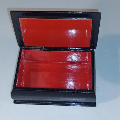 Pair of Hand Painted Lacquer Trinket Boxes