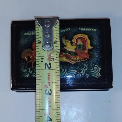 Pair of Hand Painted Lacquer Trinket Boxes