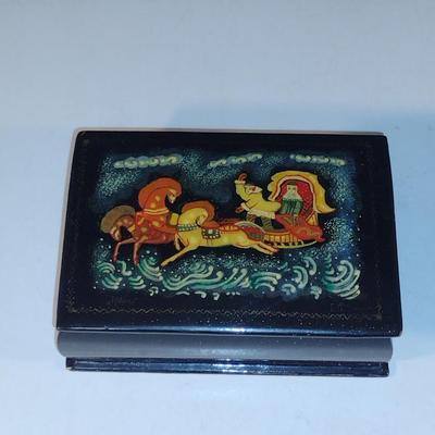 Pair of Hand Painted Lacquer Trinket Boxes